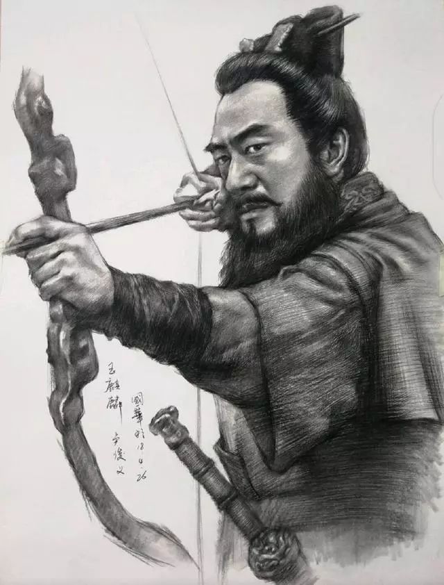 这幅素描是以张涵予饰演的宋江为参照画的,感觉老练