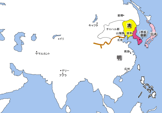 日本版历史地图，展示明末开始，清朝的疆域发展