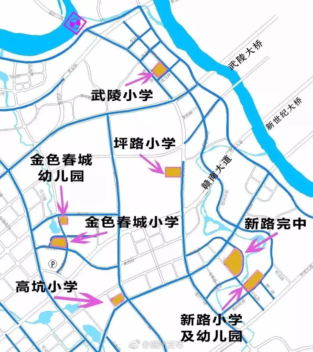 蓉江新区学校规划图 根据赣州蓉江新区城市规划,未来蓉江新区城市规划区将新建42所中小学校及幼儿园.