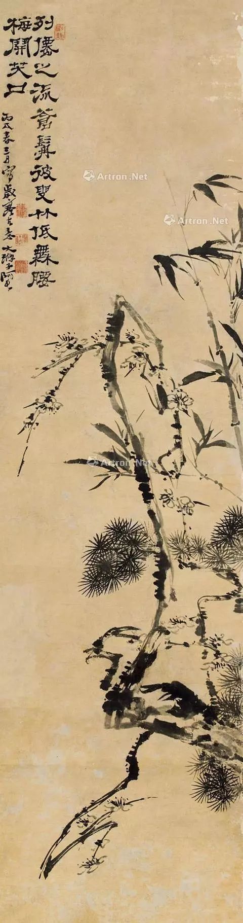 中国文人画里的岁寒三友——松竹梅，平和宁静，超逸淡然_山水