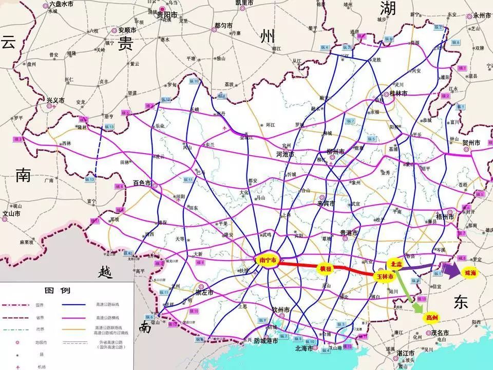 广西高速公路网规划(2018-2030年)布局方案示意图项目地理位置图