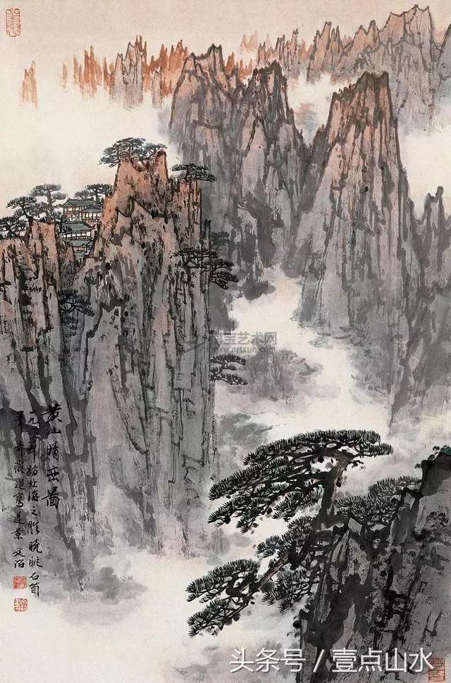 宋文治大气泼彩山水大爱江南美景