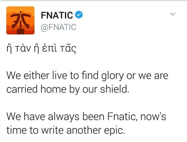 G2推特补刀FNC：我们把送你回家的盾牌准备好了