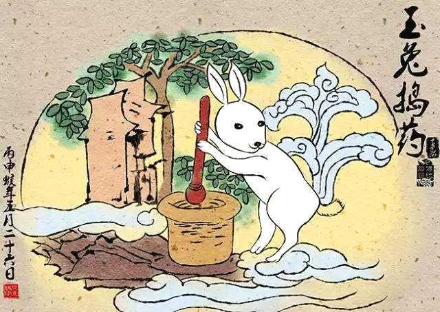 拜月活动而精心绘制月光纸,上面除绘有月轮,桂宫,菩萨外,就是捣药玉兔