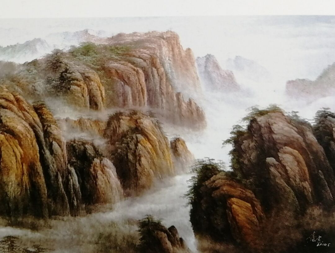 中国的油画山水画刀笔油画