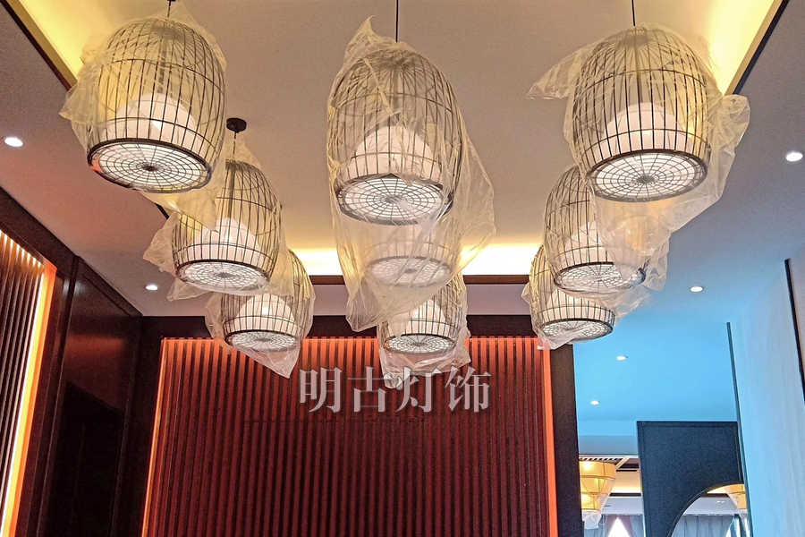 新中式鸟笼吊灯安装