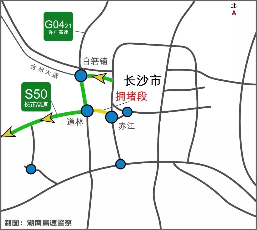 长张高速长沙至益阳段绕行线路图 易缓行枢纽互通 g60沪昆高速与g04
