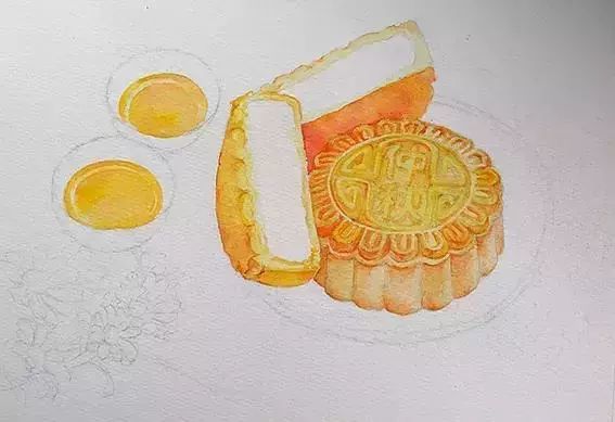 绘画~水彩教程丨中秋水彩月饼送给大家,非常详细的步骤了