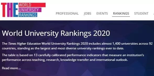 重磅!泰晤士2020世界大学排名出炉,中国内地8