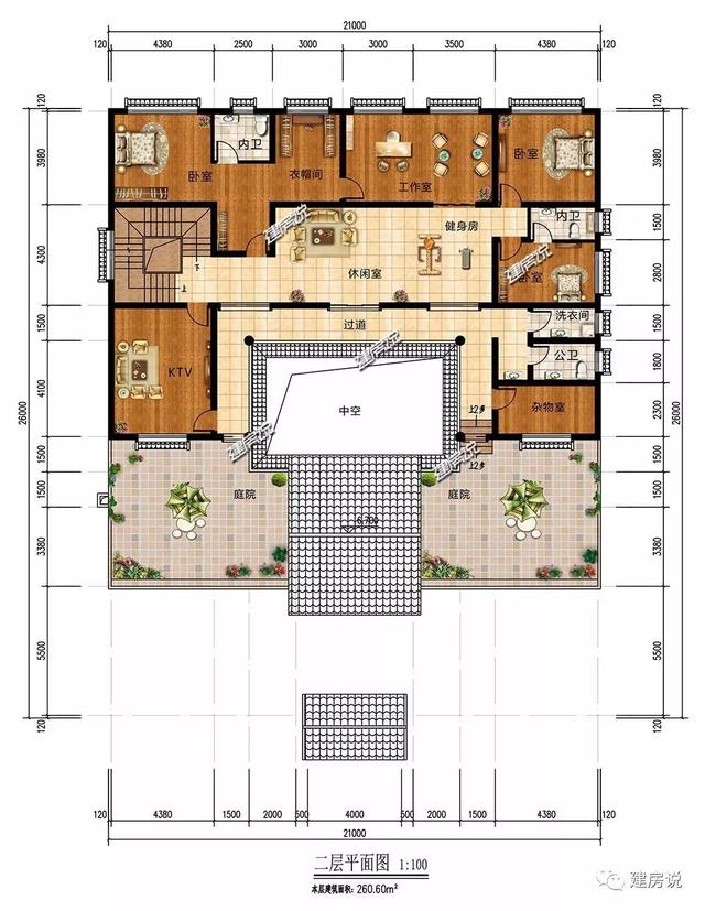 建房说三层四合院风格别墅设计图纸,占地433平