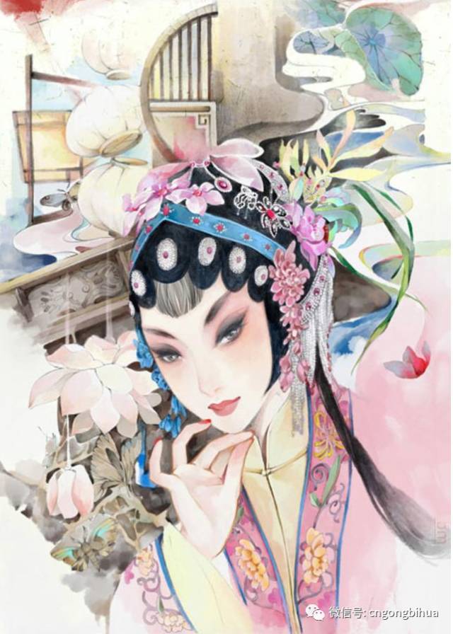 关于京剧的古风插画~戏子入画,一生天涯