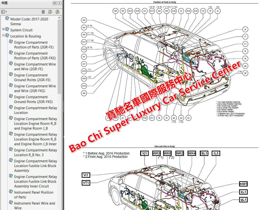 2021-2007丰田塞纳sienna维修手册电路图sienna车间手册接线图手册