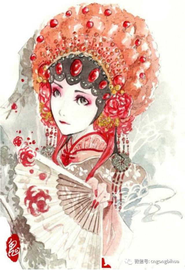 关于京剧的古风插画~戏子入画,一生天涯