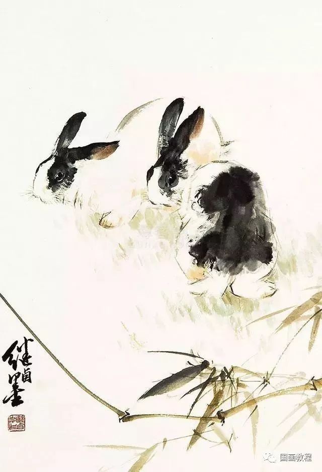 这是见过国画中最可爱最生动的兔子了