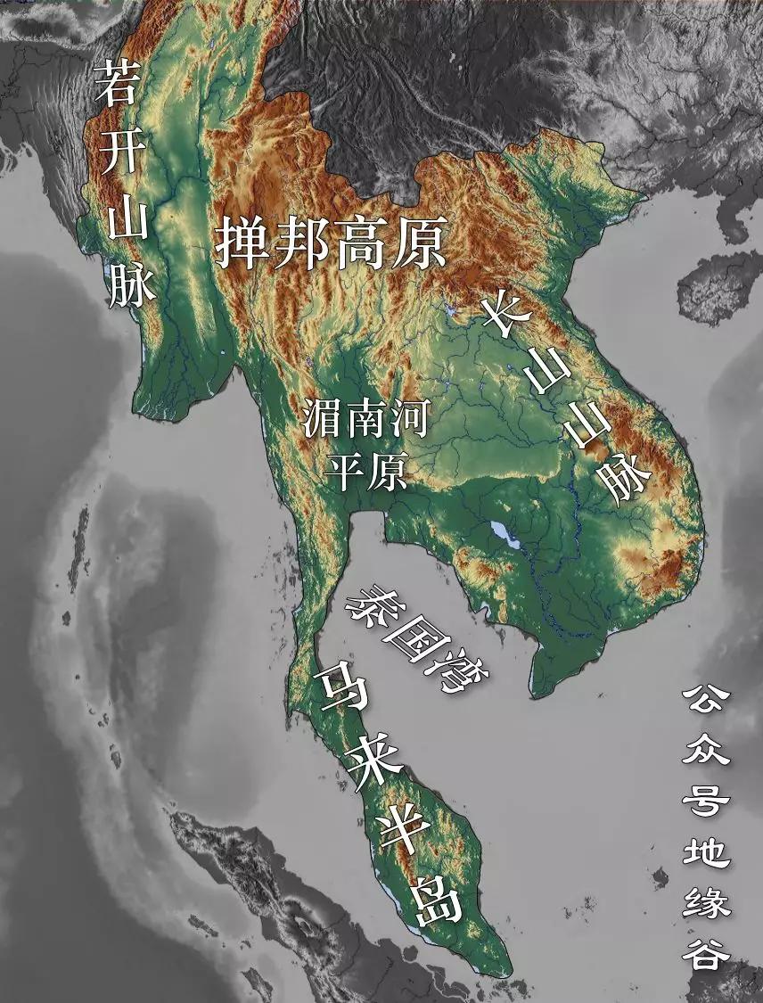 ﹀中南半岛地形东部的沿海平原地区(即交趾和占城)受到中国传来的先进