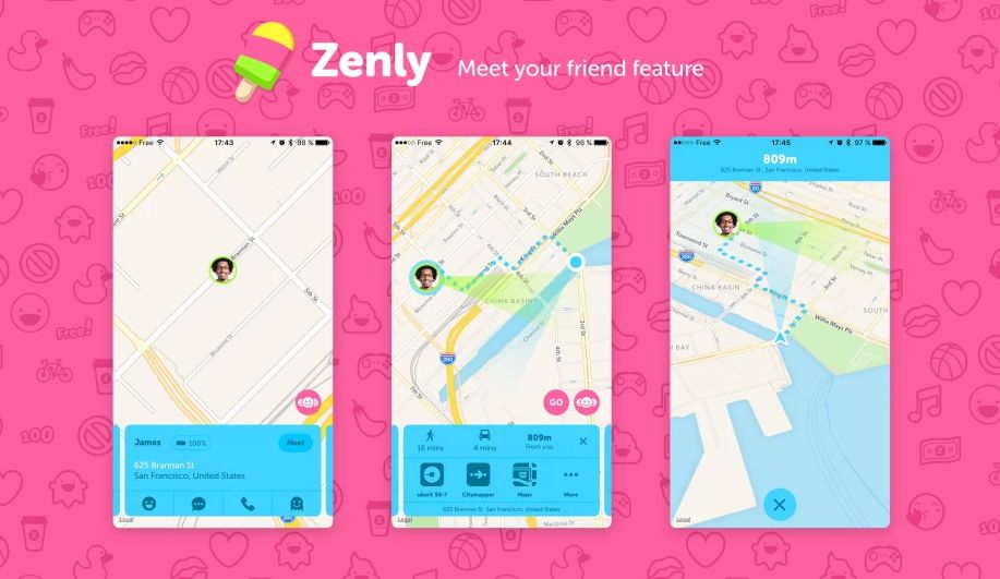 发现身边几位在美国留学的朋友都用起了一款叫作"zenly"的社交软件