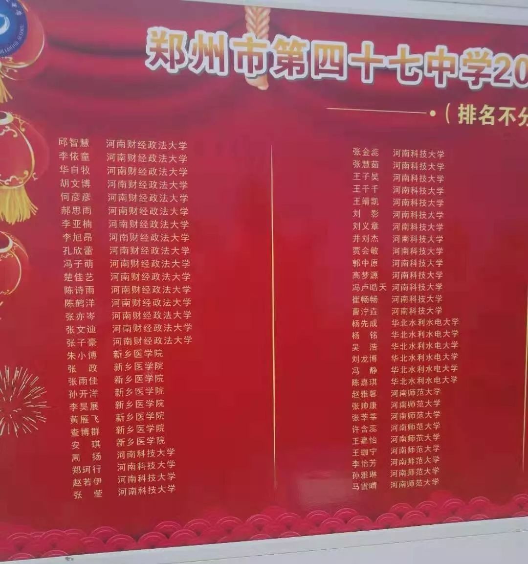 左右滑动查看完整版 点击查看高清大图郑州106中学·2019高考红榜左右