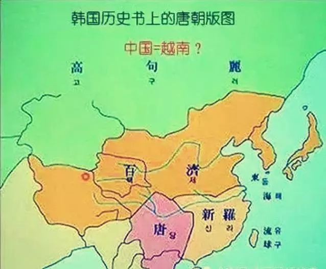 历史教科书上的唐朝日本地图夸张韩国地图没有底限