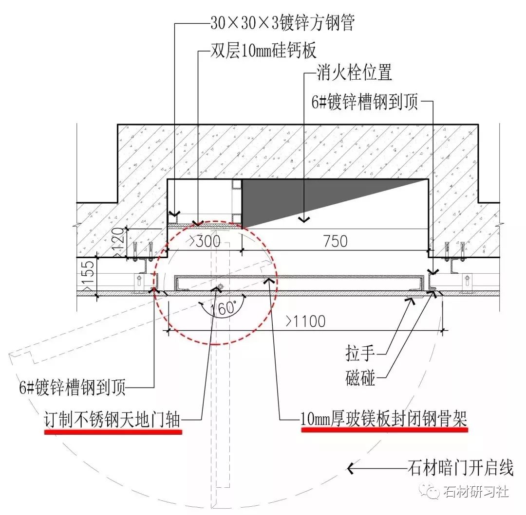 消火栓石材暗门节点