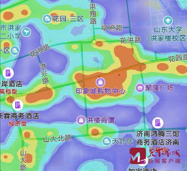 中秋夜济南哪里最热人口密度热力图来了