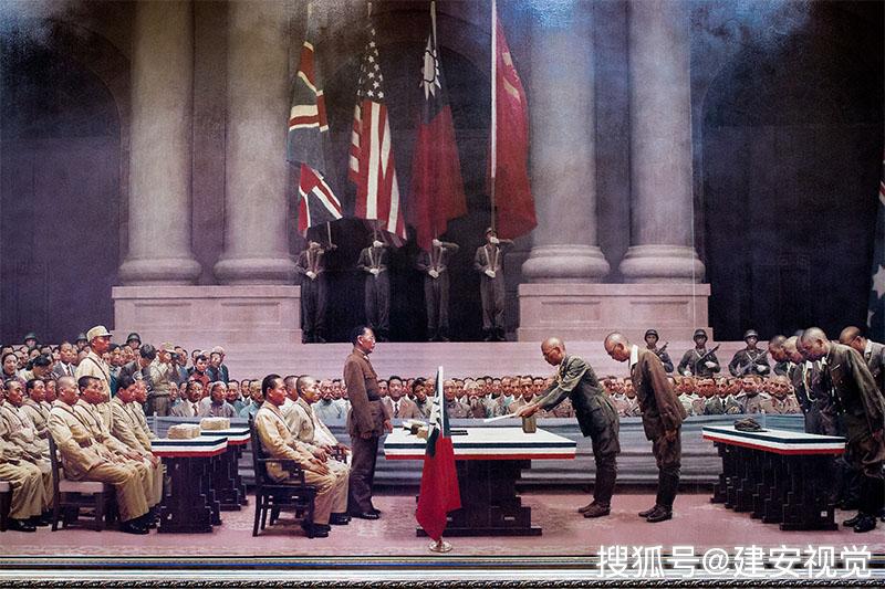 使用毒气的日本军队,侵华日军投降签字仪式油画_中国