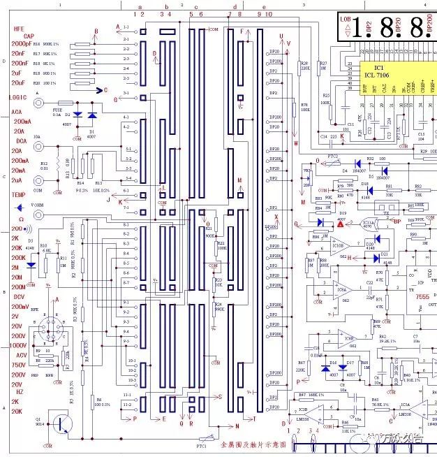 数字万用表电路图及电阻档维修方法