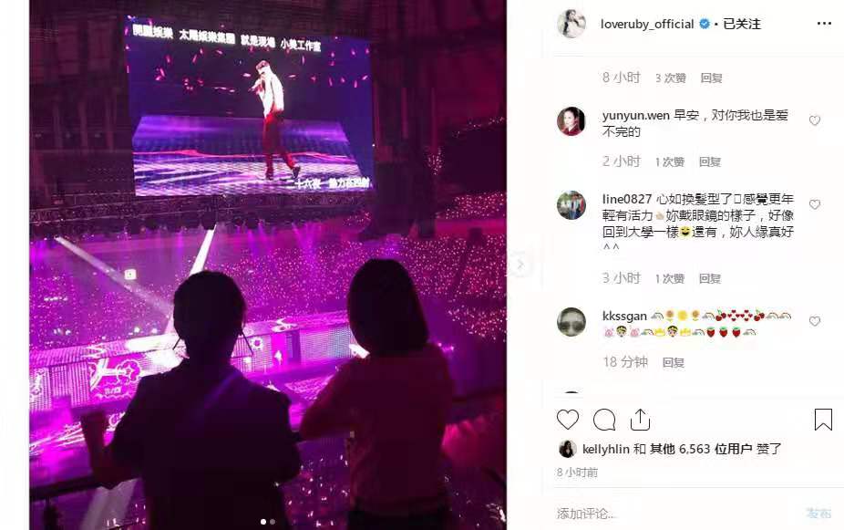 林心如独自现身郭富城演唱会,还跟郑元畅合
