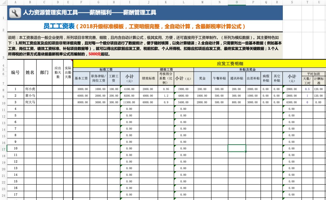 最新工资表模板