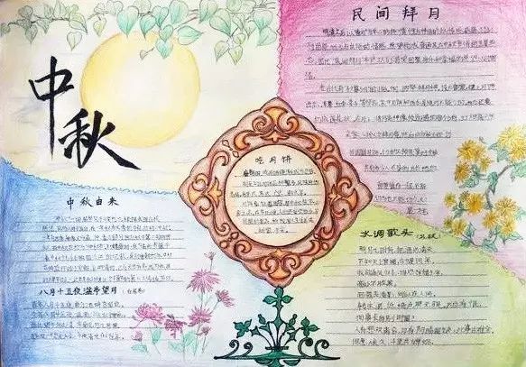 欣赏中秋习俗古诗手抄报收藏给孩子用