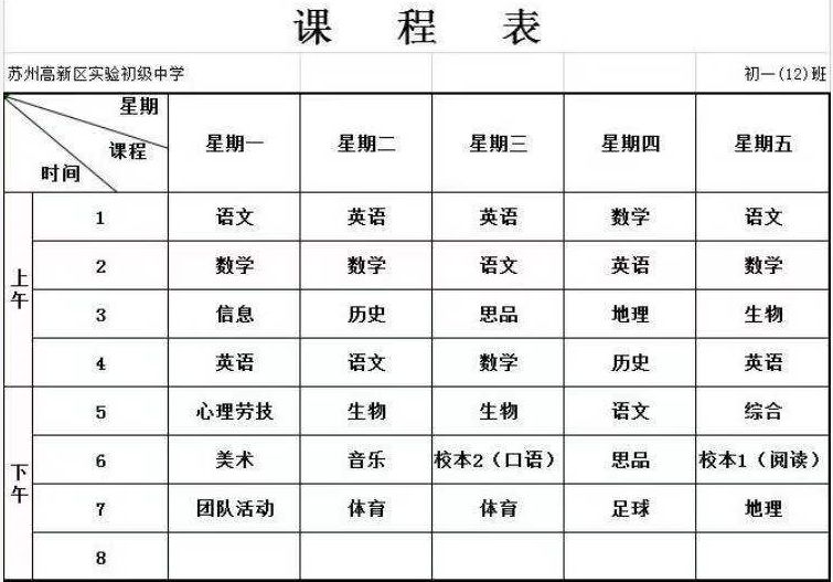 2019年新初一课程表信息汇总！教科院附校第八节课成亮点苏州 