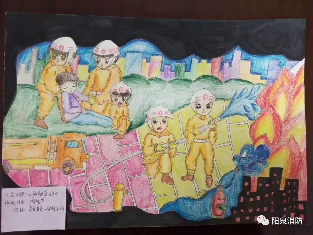 萌娃画消防