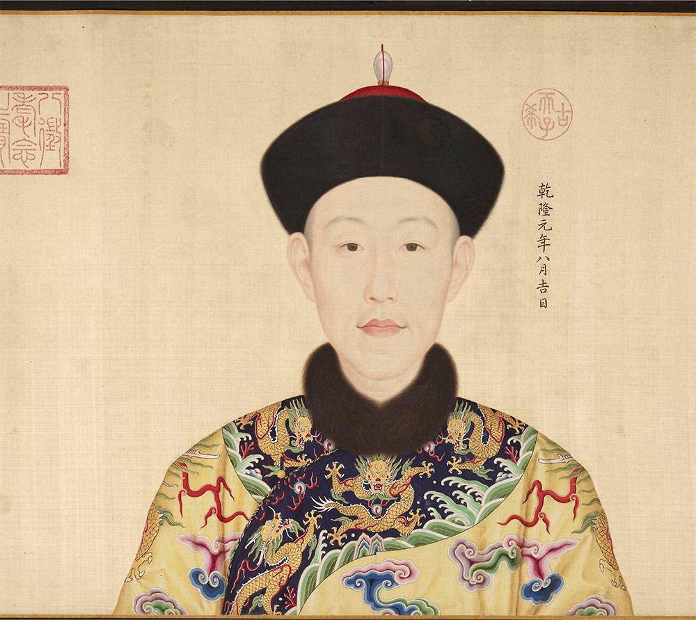 《乾隆帝朝服像》乾隆三十一年(1766年),郎世宁去世,享年78岁,乾隆