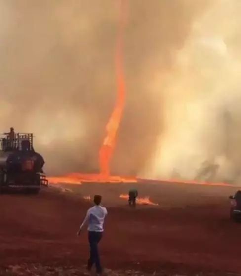 巴西农场现罕见火焰龙卷风 引爆炸多人受伤【