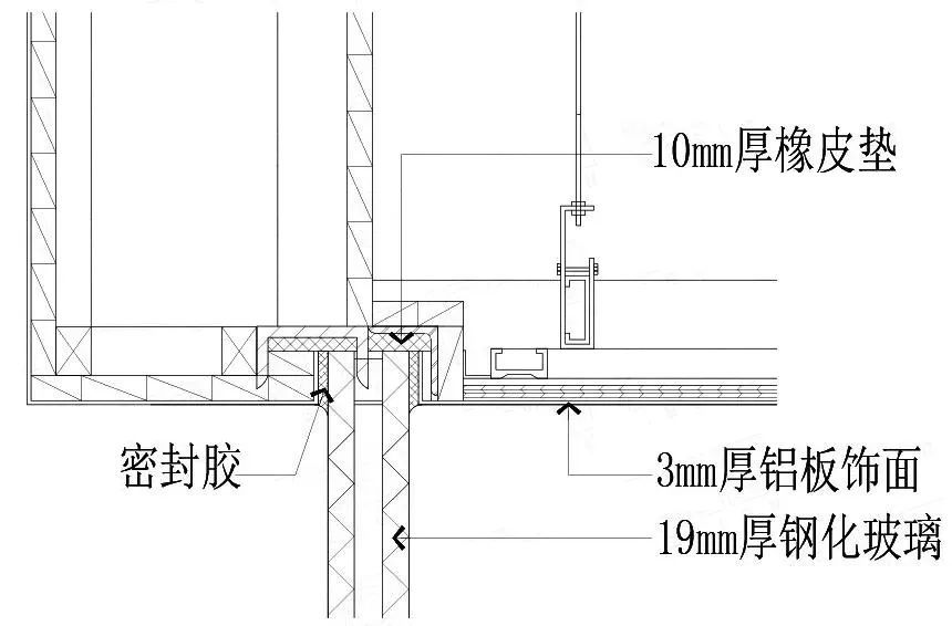 玻璃隔断与铝板连接节点图