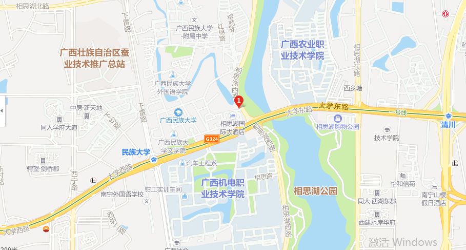 路,54 路,76 路,207 路,604 路或 605 路公交车→广西民族大学站下车