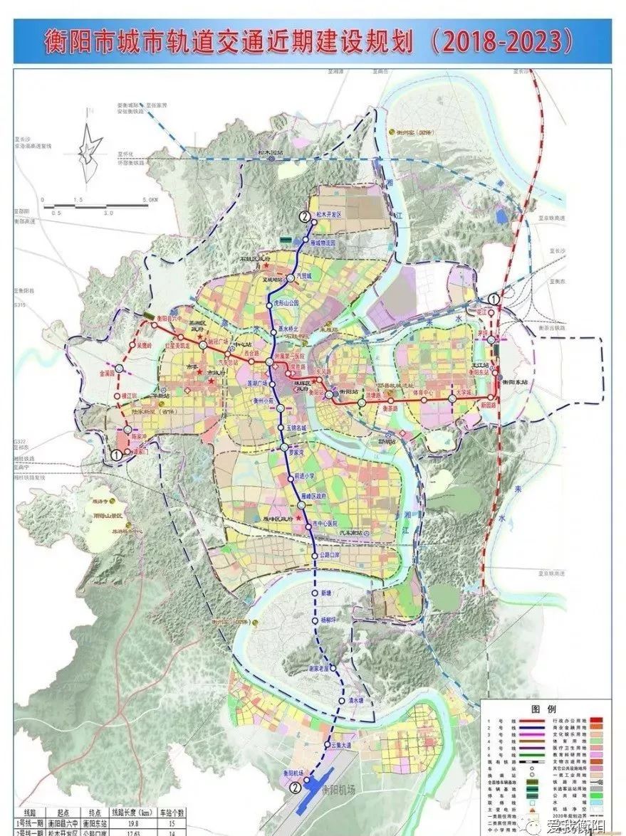 衡阳市云轨近期规划1,2号线路线图.