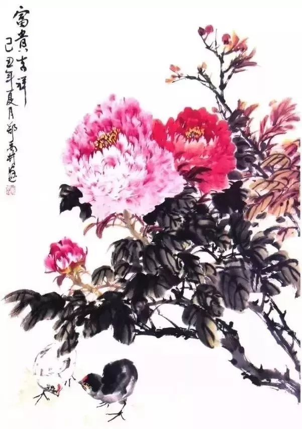 国画牡丹 花头不同开放时期的画法