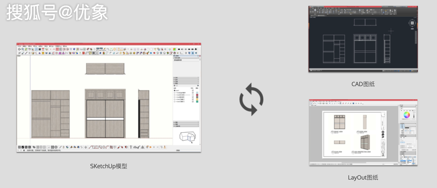 sketchup模型既可以一键输出cad图纸,也可以输出layout彩色施工图.