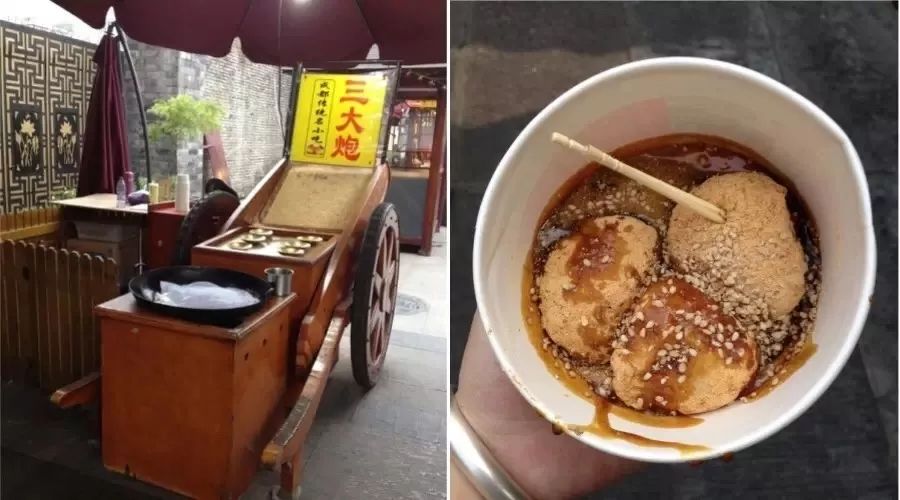 又甜又糯的三大炮:成都名小吃,糯米团子裹黄豆粉浇红糖汁,软糯甜香到