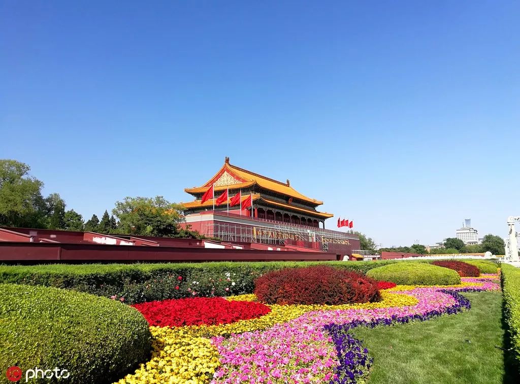 a view of tian"anmen square under the blue sky in beijing, may 6