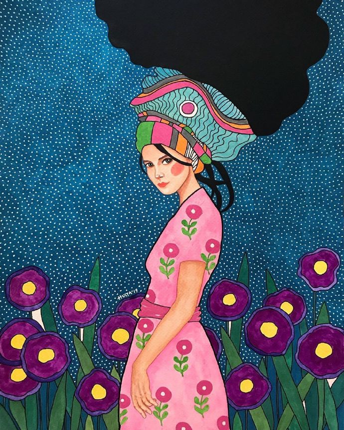 土耳其画师 hülya zdemir 的人物插画,色彩艳丽感觉很有民族特色