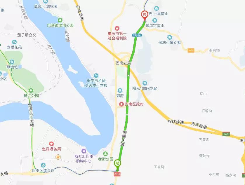 这次拟建的渝南大道公交优先道主要位于巴南区龙洲湾片区,南起鱼胡
