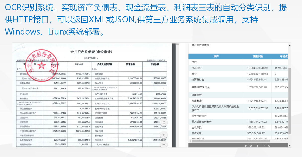 资产负债表OCR、现金流量表OCR、利润表OCR识别