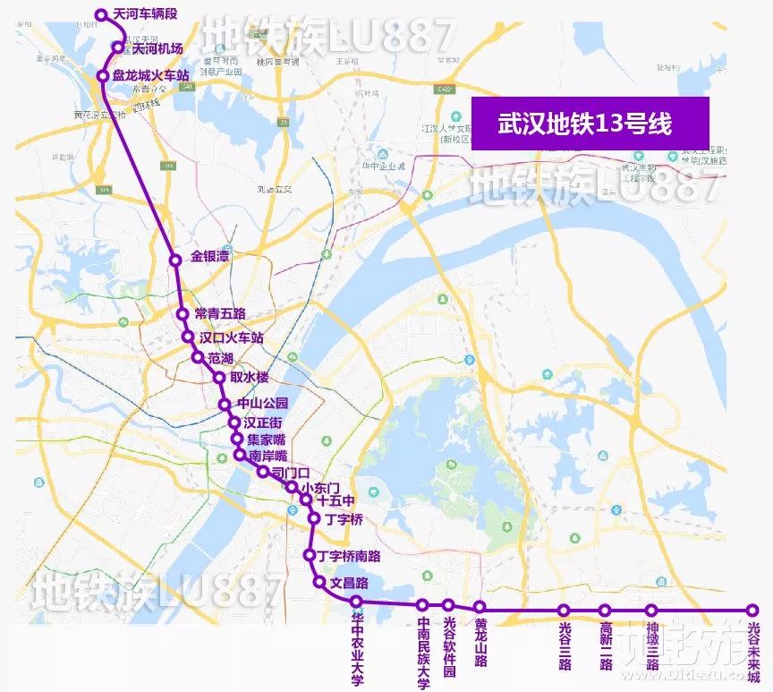 地铁13号线初步规划从天河机场到光谷未来城,在中南民族大学与9号线