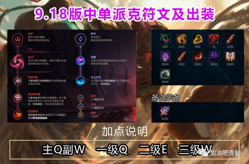 9.18中单派克符文出装玩法推荐