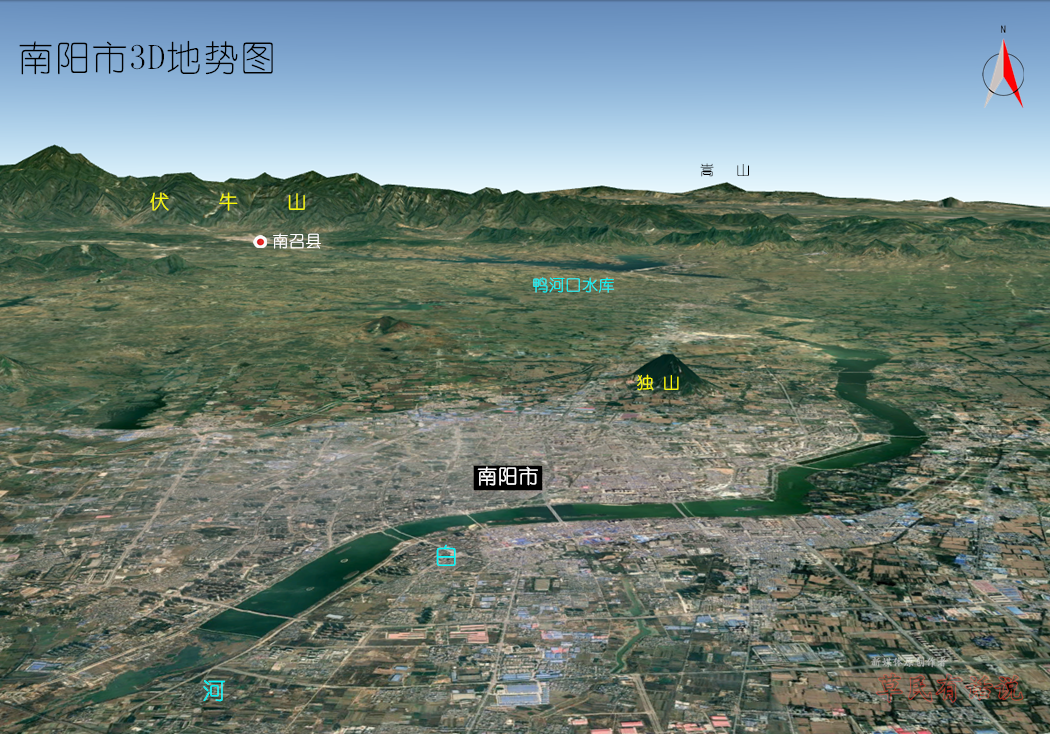 河南省南部九市,高清3d地势图:南阳,信阳,周口