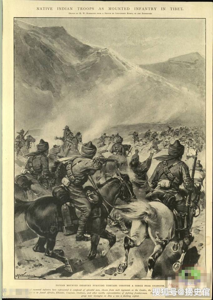 外国绘画写真1904年西藏江孜惨烈的抗英保卫战