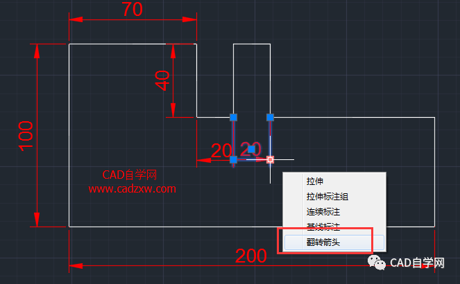 cad中怎么标注一边箭头一边圆点怎么翻转箭头