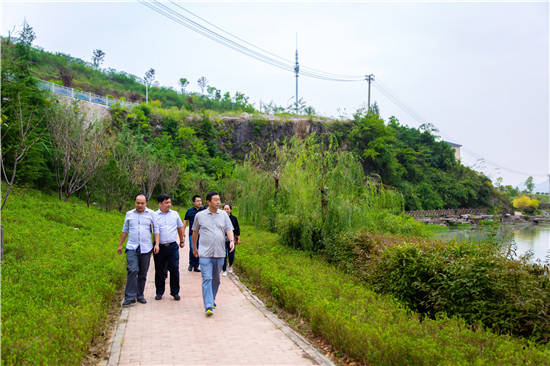 张吉刚到谢桥木杉河巡河并调研防汛工作