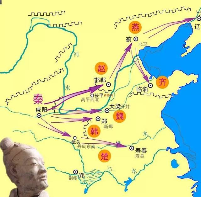秦灭六国示意图